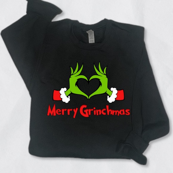 Merry Grinchmas Holiday Christmas Sweater Crewneck Black Unisex Sizes NWT - Picture 3 of 3